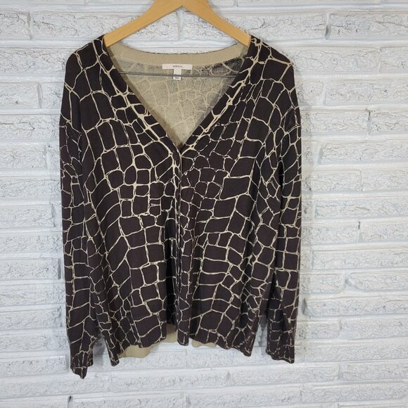 Merona Womens Sweater 20W 22W Plus Cardigan Black Animal Print ANI9E - Picture 1 of 10